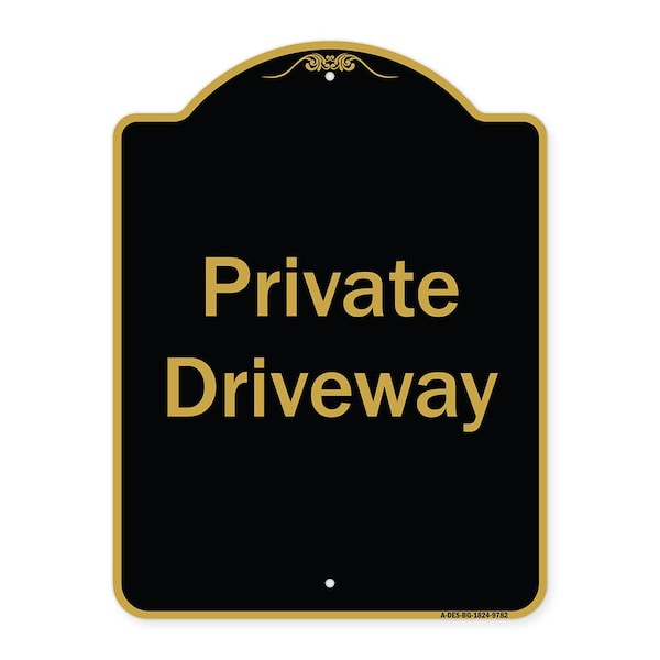Designer Series-Private Driveway 3, Black & Gold Heavy-Gauge Aluminum, 24" x 18", BG-1824-9782